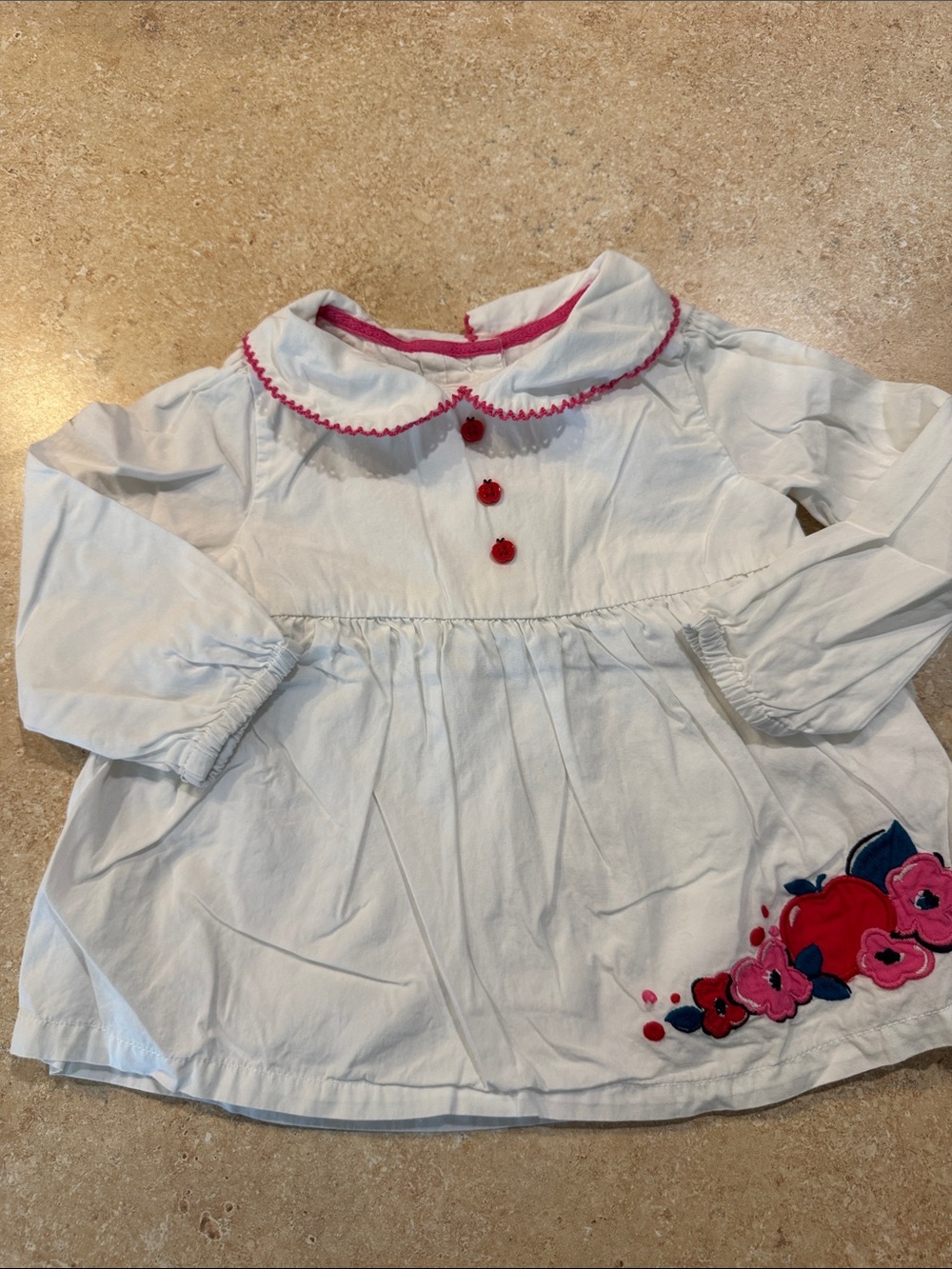 Gymboree White Peplum Top with Pink and Red Floral Trim
